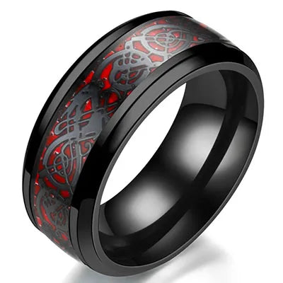Punk Black Carbon Fiber Ring for Men”