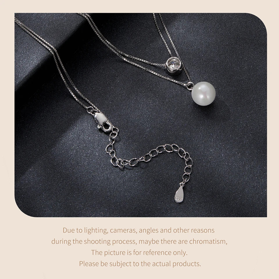 Bamoer 925 Silver Moissanite Pearl Choker Necklacecklaces