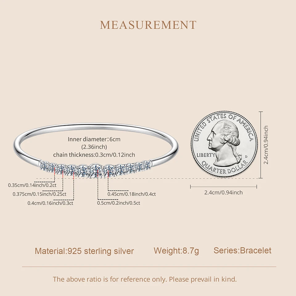 3.6CTTW Moissanite Sterling Silver Bar Bracelet”