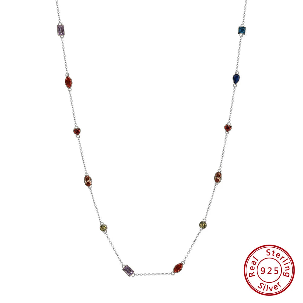 925 Silver Multi-Color Zirconia Necklace
