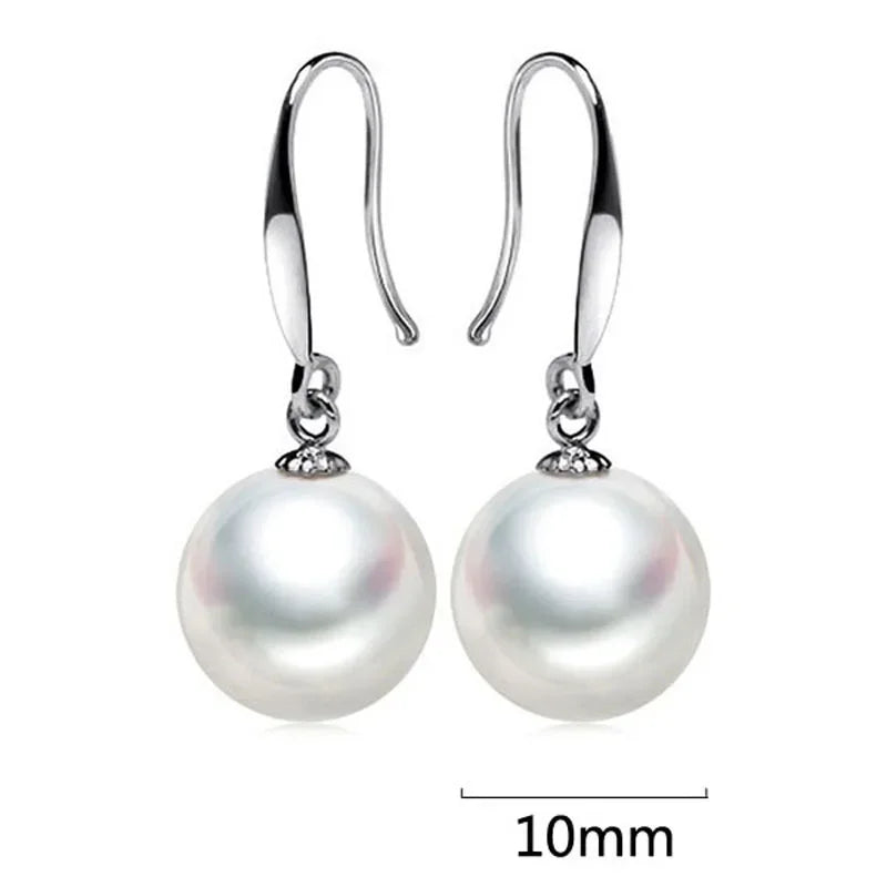 925 Silver Vintage Pearl Drop Earrings for Wome