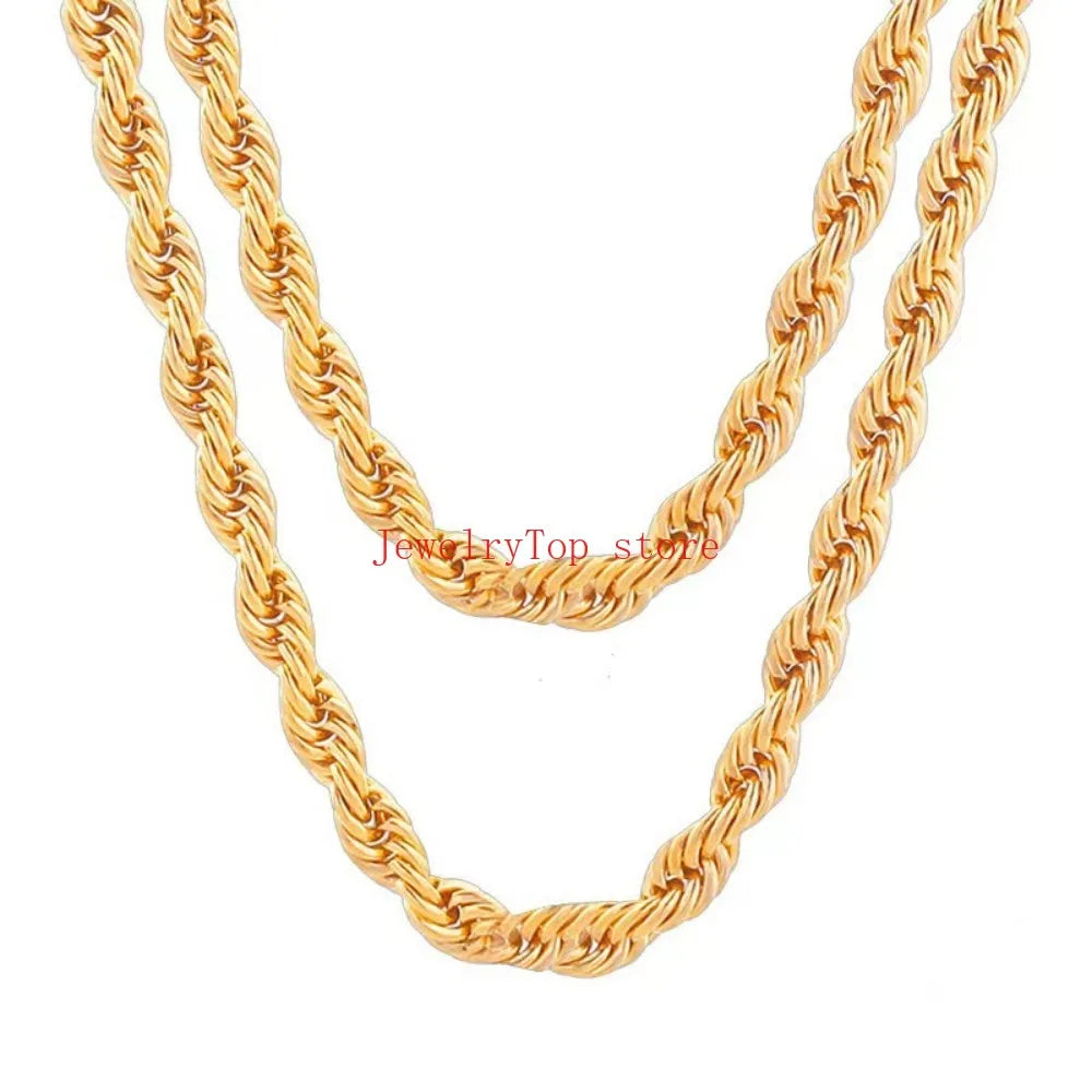 Noble 18K Gold 4mm Rope Chain Necklace