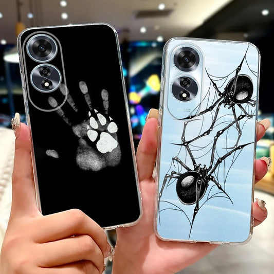 Elegant Floral Cat TPU Cover – OPPO A60