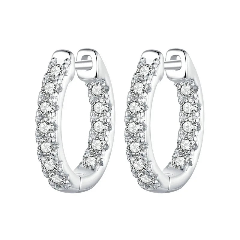 “925 Silver Gold Moissanite Hoop Earrings