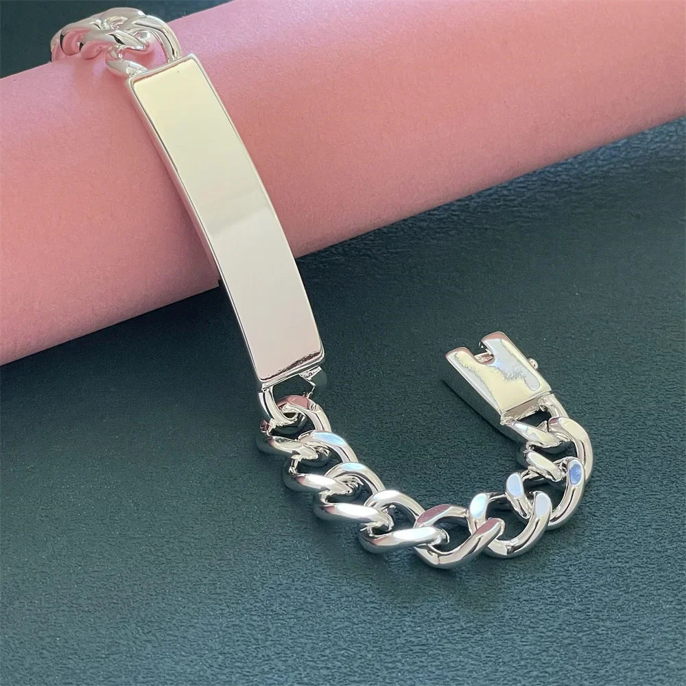 “10mm Cuban Chain 925 Silver Bracelet”