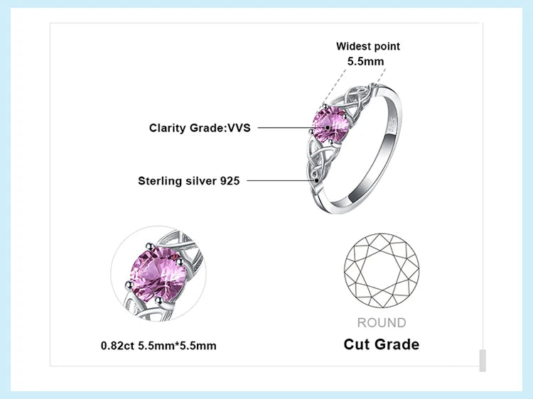 Celtic Knot Pink Sapphire Silver Ring