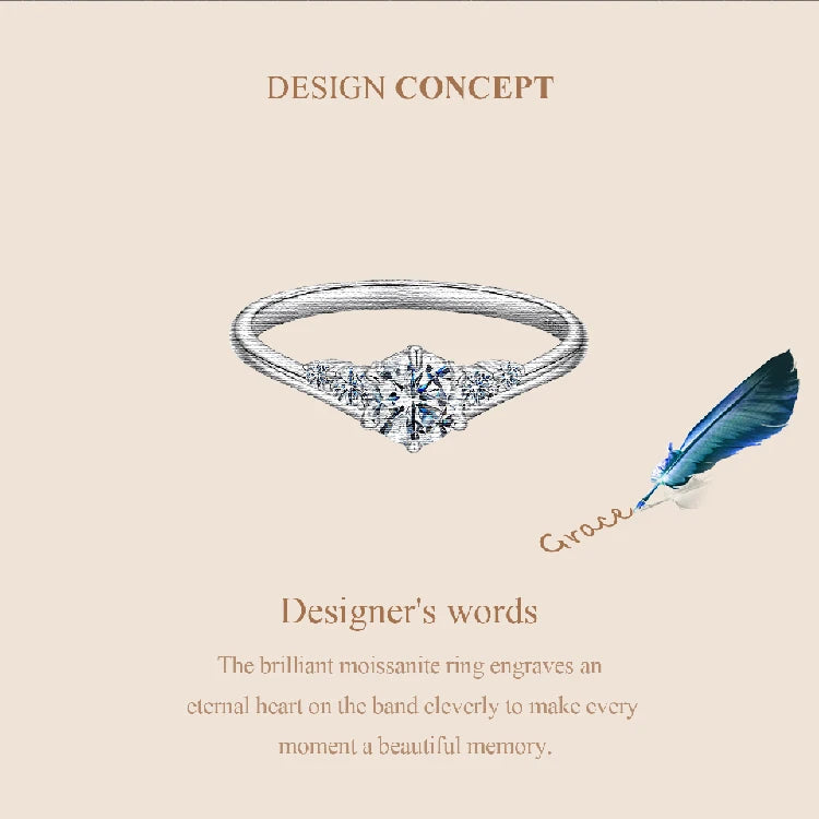 Bamoer Moissanite Ring with Five Graduated Stones”