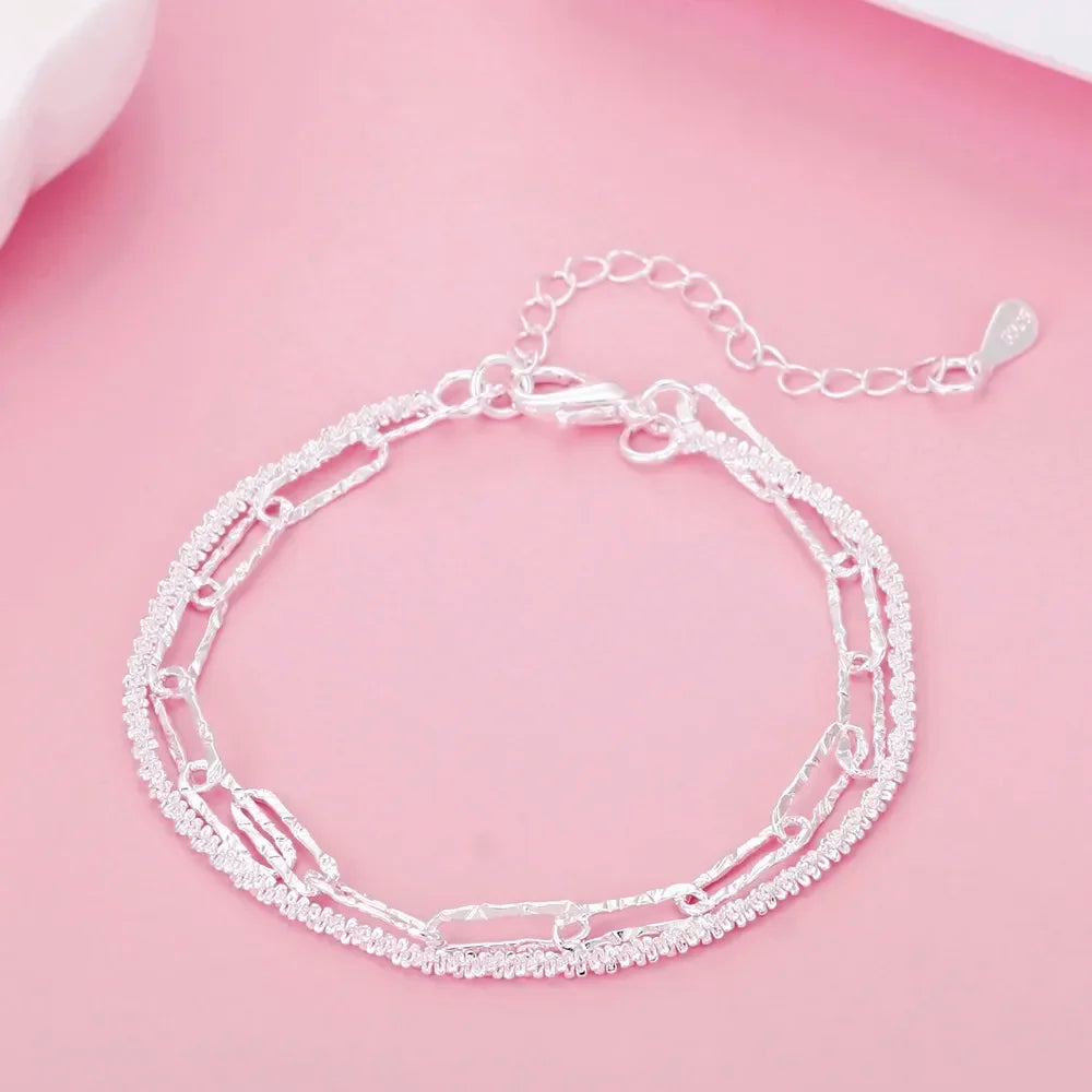 “925 Sterling Silver Solid Chain Bracelet”