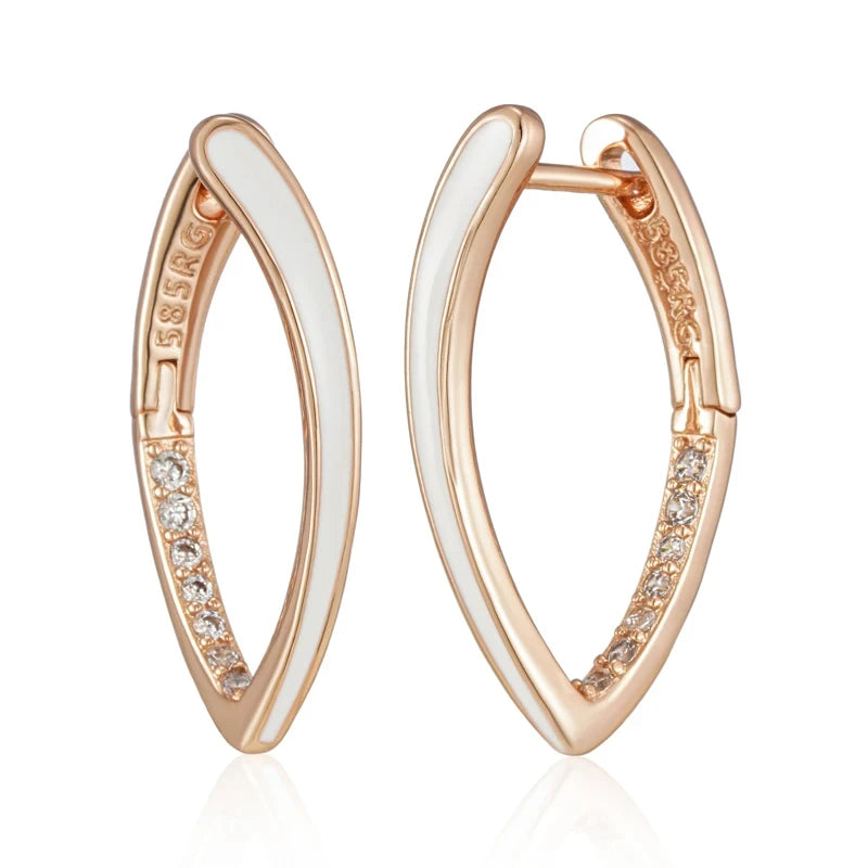 “585 Rose Gold Black Enamel Zircon Earrings”