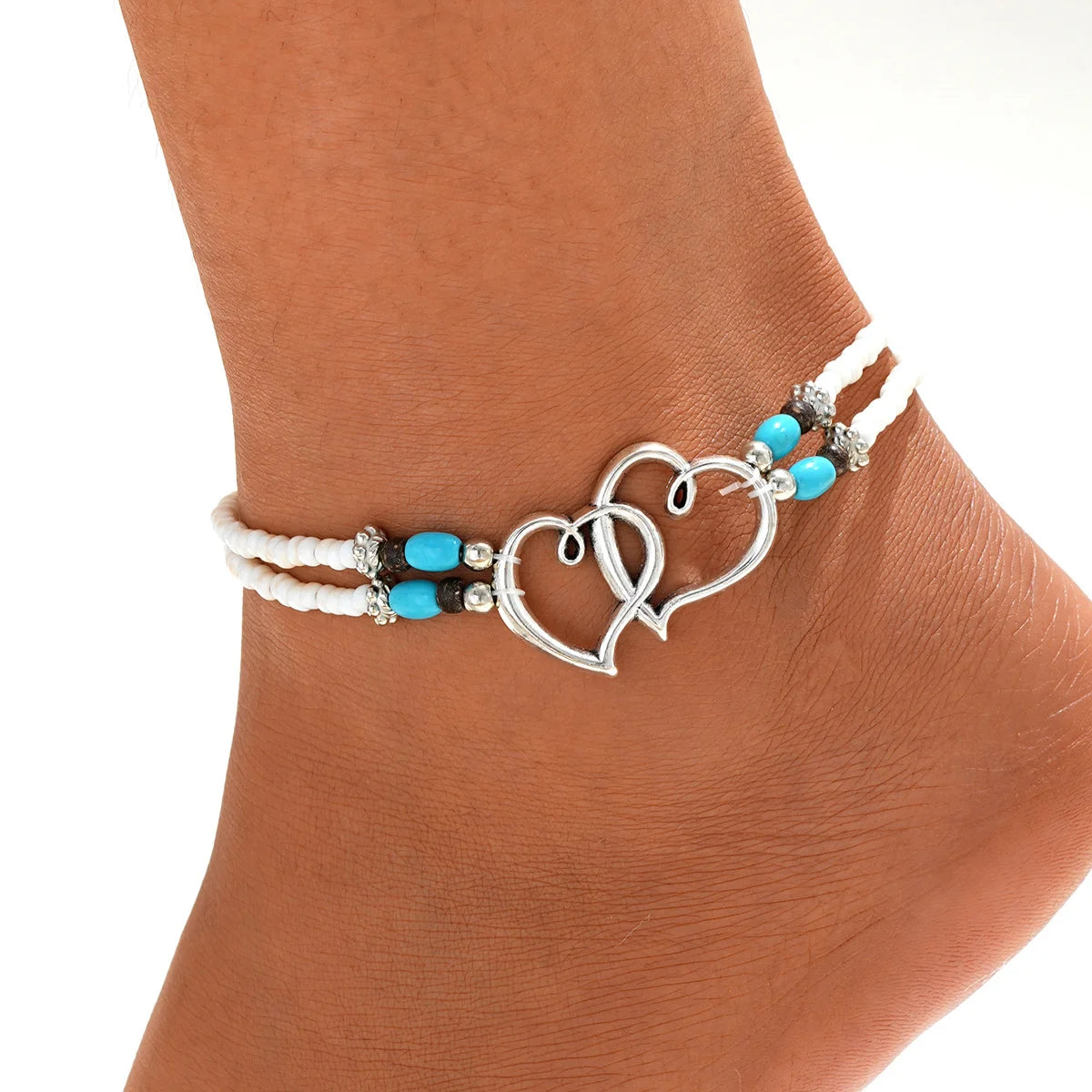 3PCS Retro Pearl & Shell Butterfly Anklet Set