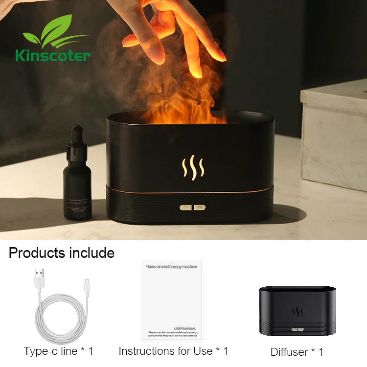 Kinscoter Aroma Diffuser – Ultrasonic Cool Mist & Flame LED Lamp