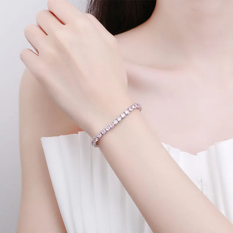 “925 Silver Pink Zircon Adjustable Bracelet”