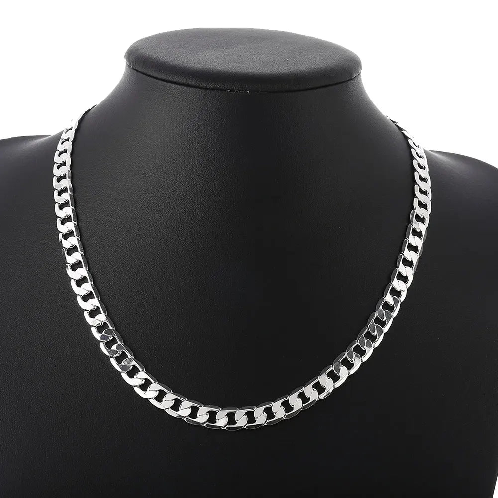 Sterling Silver 18K Gold 8MM Sideways Chain Necklace