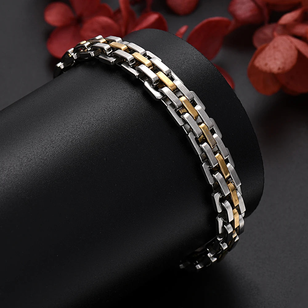 “18K Gold Filled Silver 9MM Chain Bracelet 20CM