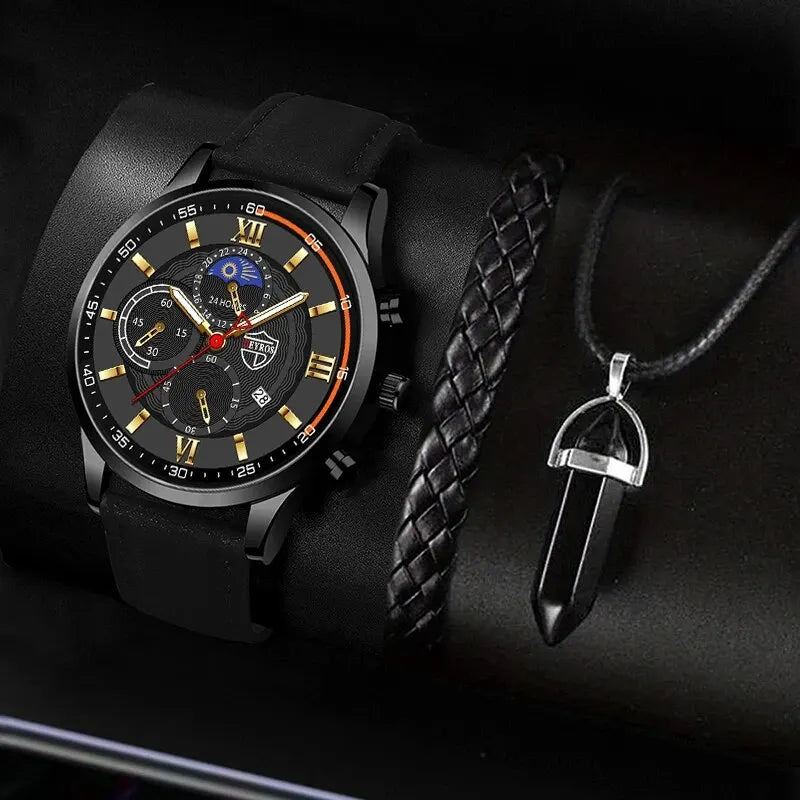 Men's Fashion Watch & Jewelry Set