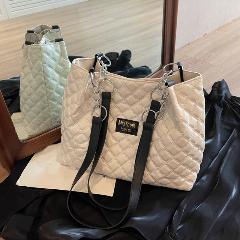 Quilted PU Large Shoulder Bag