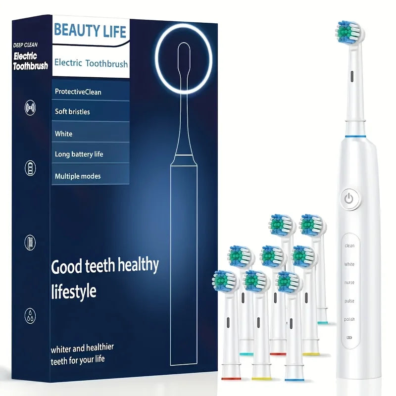 Electric Rotating Toothbrush – Deep Clean with Replacement Heads