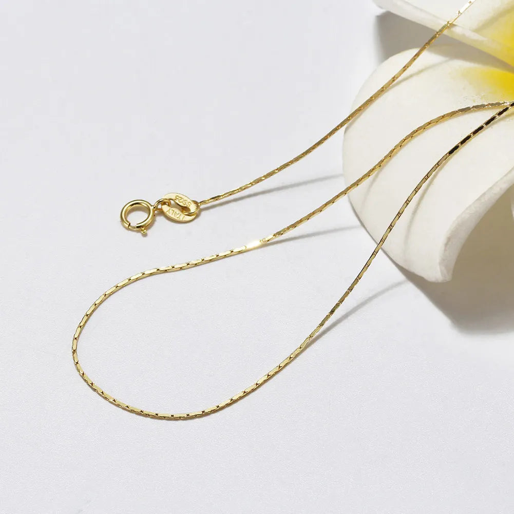 14K Gold 925 Silver Bamboo Chain Necklace