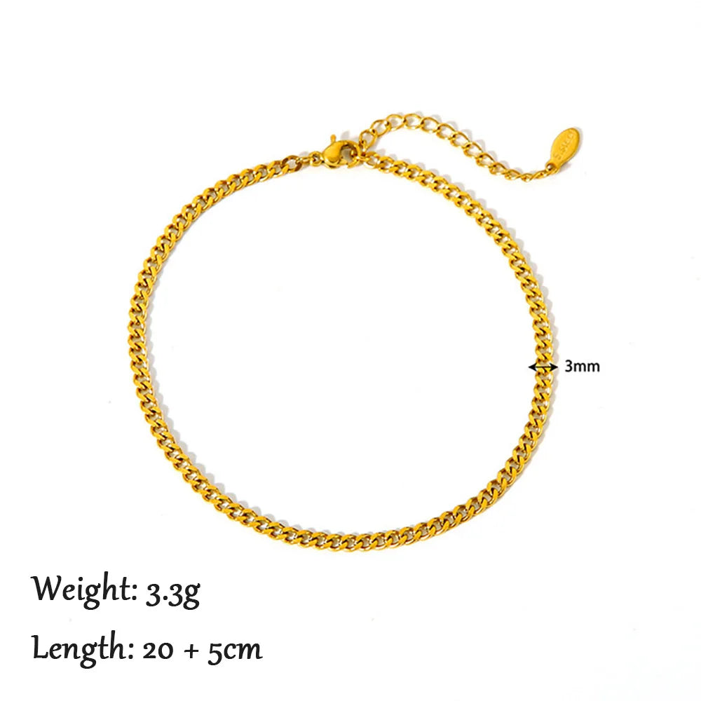 2024 Gold Stainless Steel Layered Anklet for Women