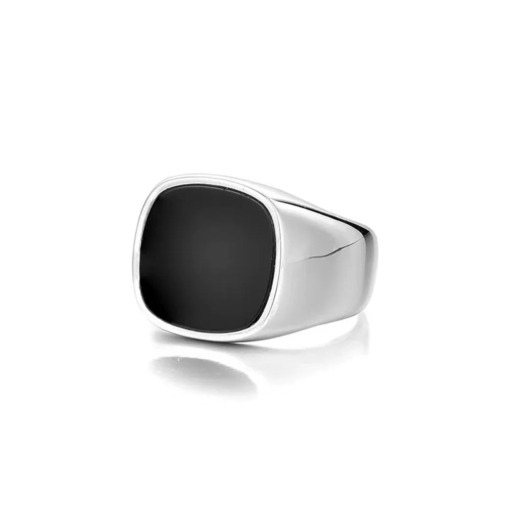 Black Glaze Square Ring for Men