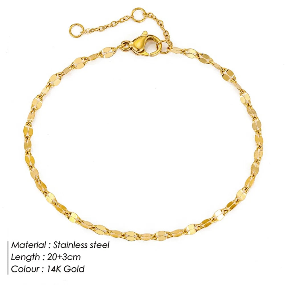 eManco Gold Plated Adjustable Lace Chain Anklet