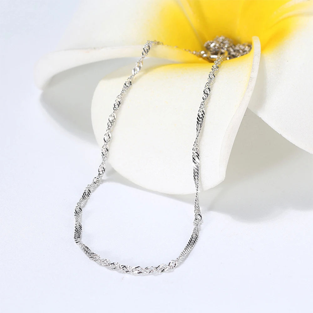 : 925 Silver Twisted Wave Chain Necklace