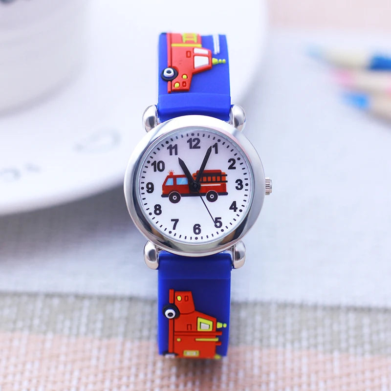 Cartoon Fire Truck Kids Quartz Watch