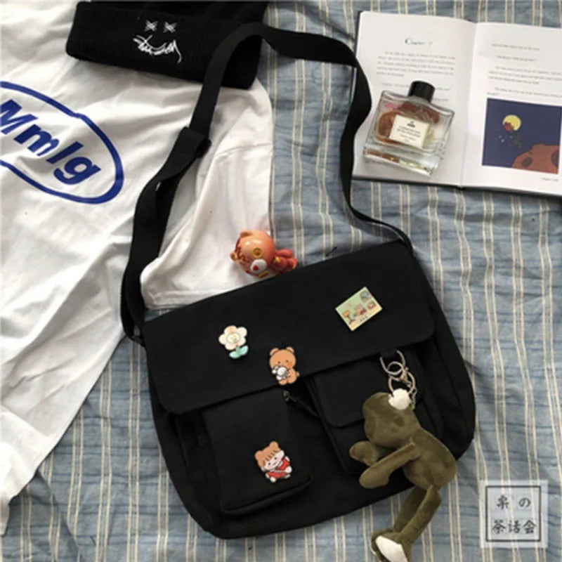 Casual Printed Canvas Messenger & Satchel Bag