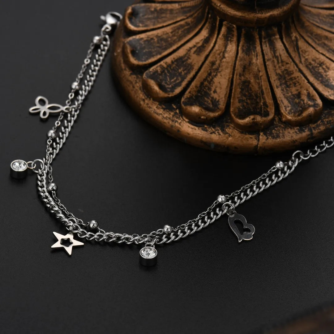 “18K Gold S925 Silver Charm Pendant Bracelet