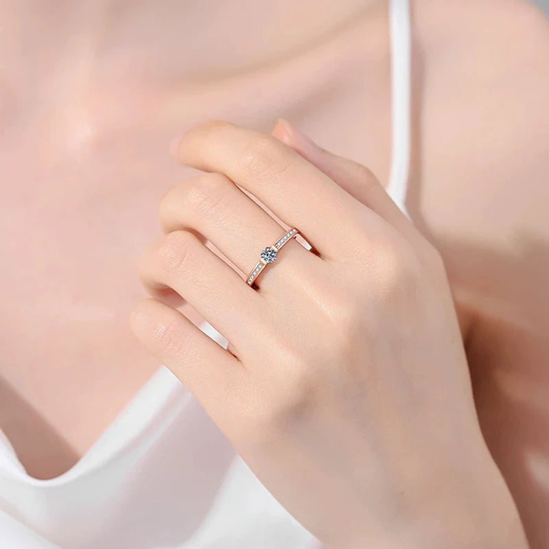 Tezzc 0.3ct D Color Moissanite Eternity Ring