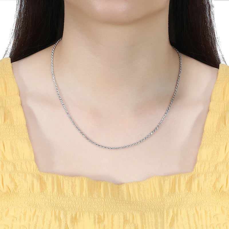 925 Silver Diamond-Cut Rope Chain Necklace