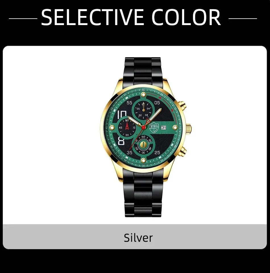 Men's Classic Quartz Watch, Stainless Steel, Calenda