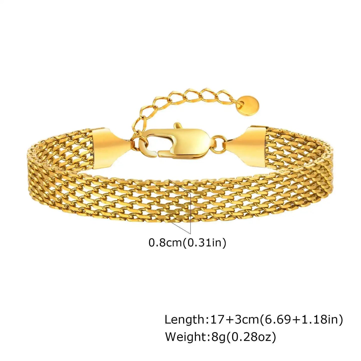 Gold-Plated Mesh Link Bracelet – Stainless