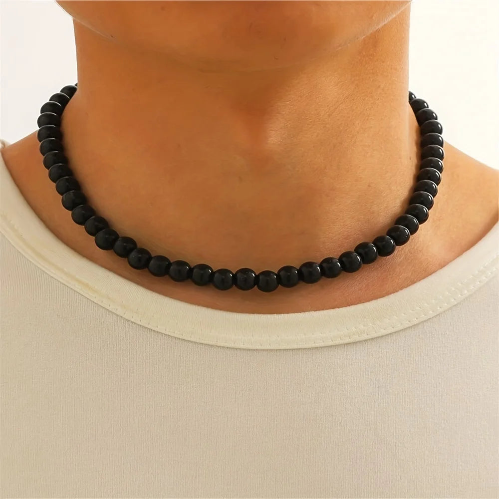 French Vintage Black Pearl Necklace