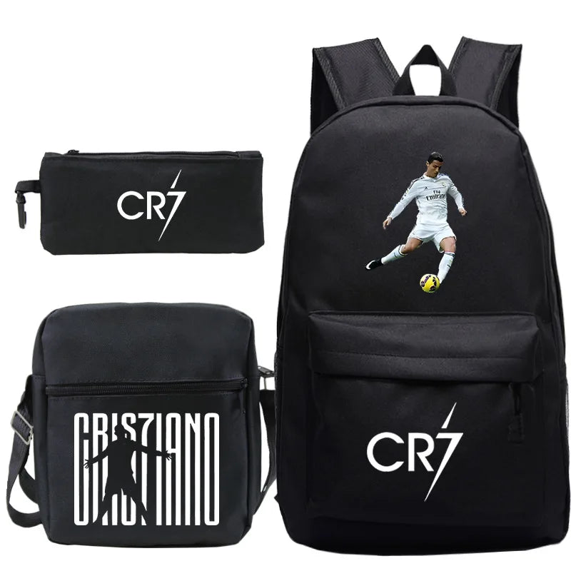 3pcs CR7 Lightweight School & Travel Backpacks Set