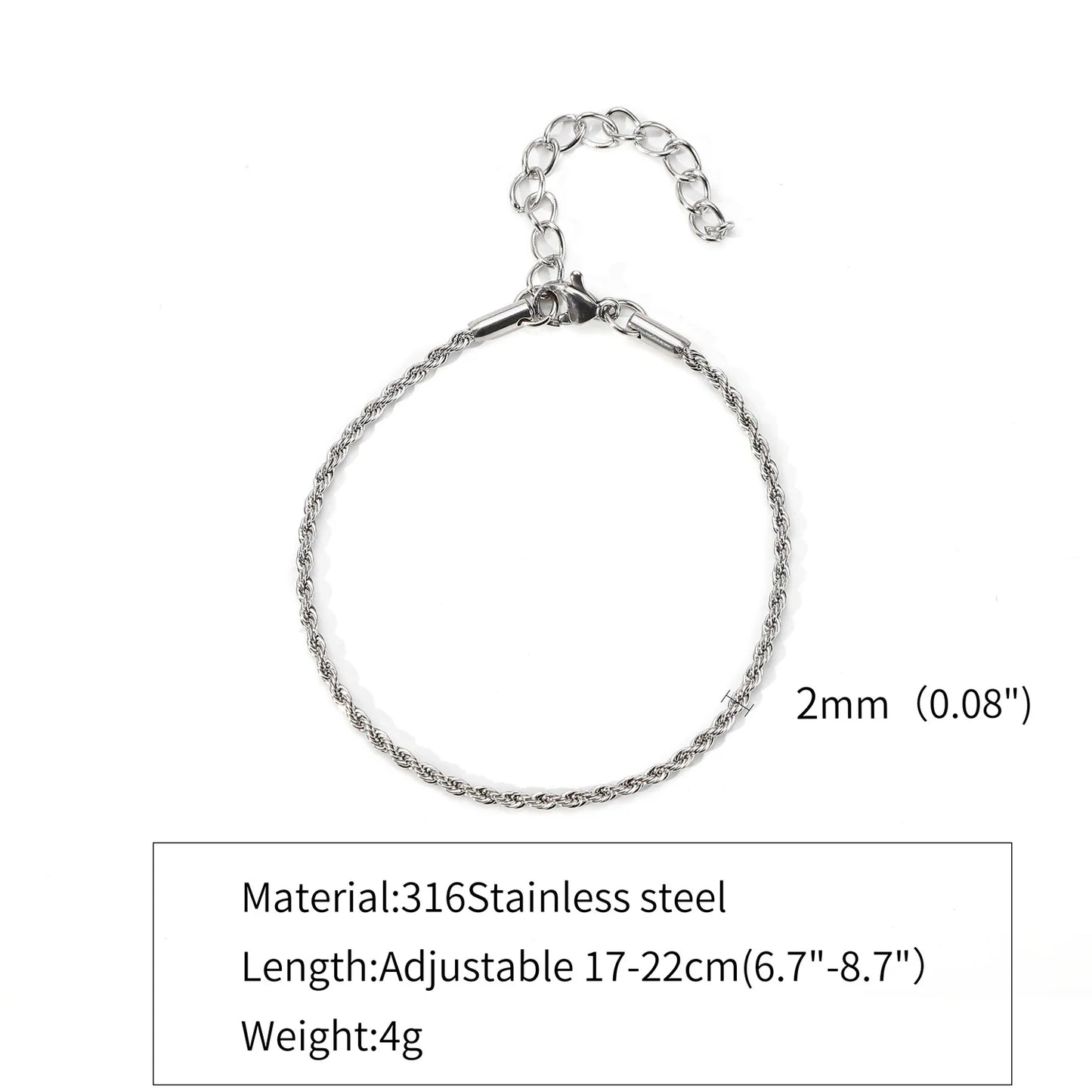 Silver Twist Chain Bracelet Men
