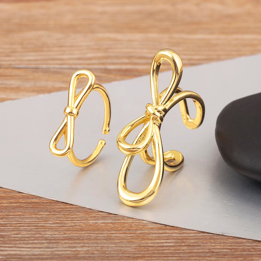 "Retro Bow Zircon Ring – Adjustable Women’s Jewelry Gift
