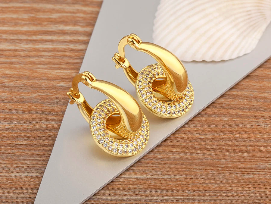 "Trendy Donut Crystal Zircon Drop Earrings – Women’s Jewelry