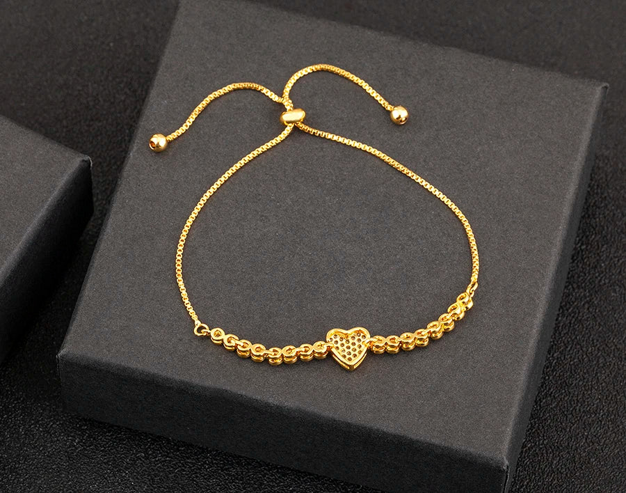 "Cubic Zirconia Love Bracelet – Adjustable Women’s Jewelry Gift"