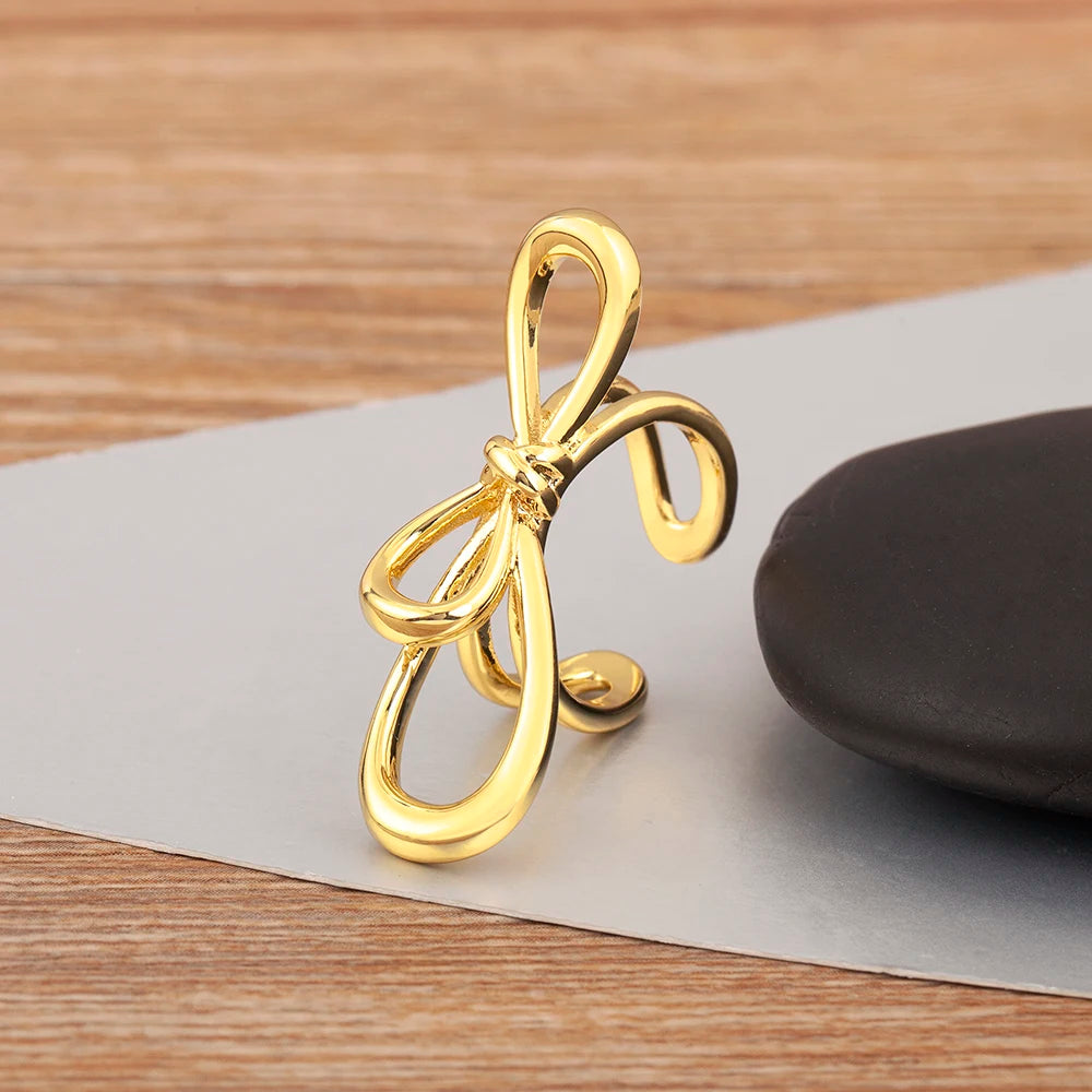 "Retro Bow Zircon Ring – Adjustable Women’s Jewelry Gift