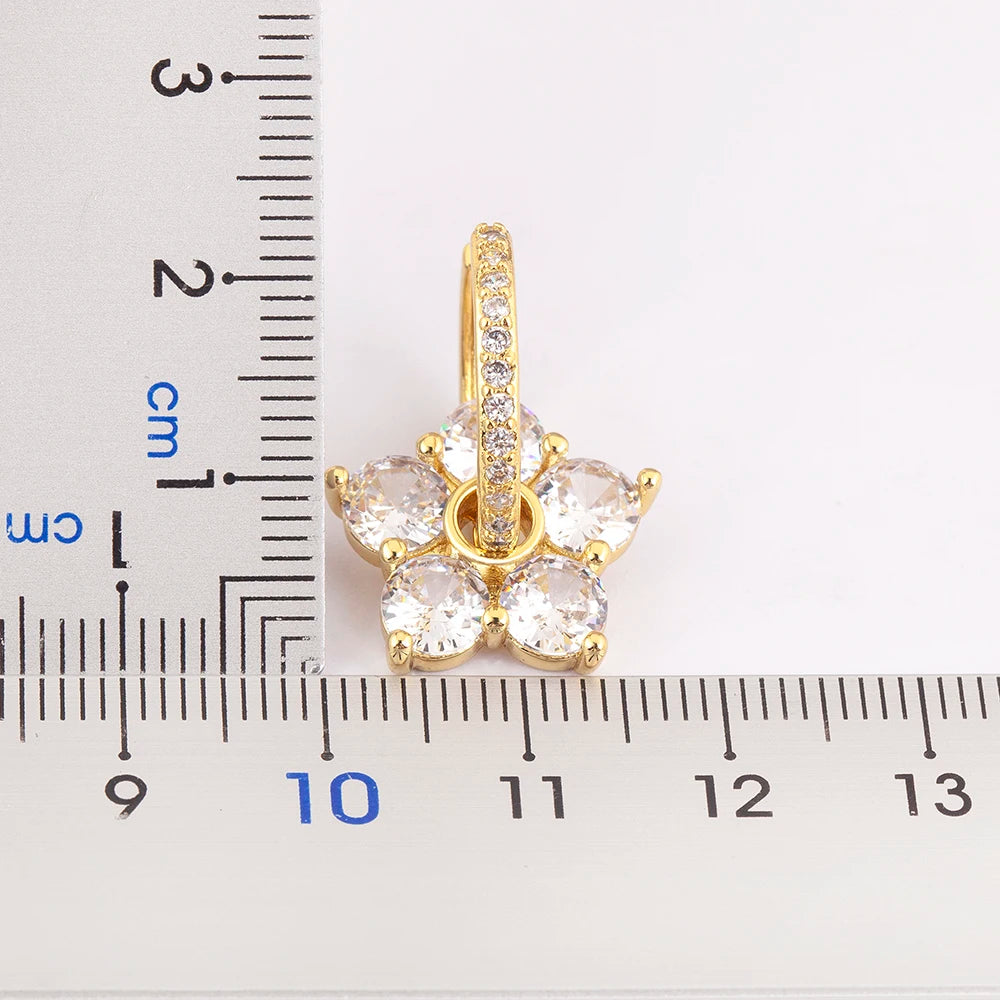 Nidin Korea Popular Flower Shape Inlaid Shiny Crystal Zircon Drop Earrings For Women Girl Sweet Style Ear Jewelry Birthday Gifts