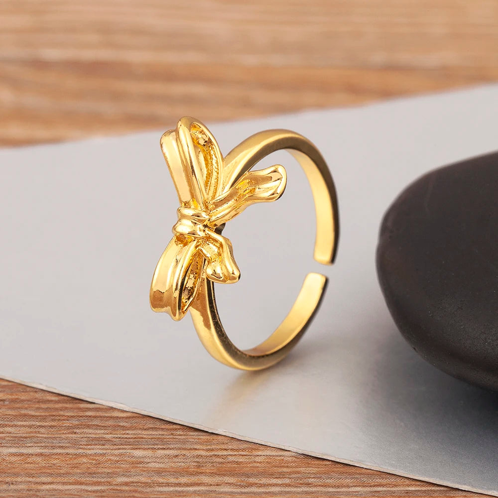 "Retro Bow Zircon Ring – Adjustable Women’s Jewelry Gift