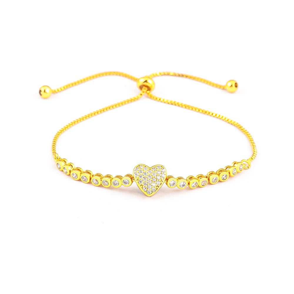 "Cubic Zirconia Love Bracelet – Adjustable Women’s Jewelry Gift"
