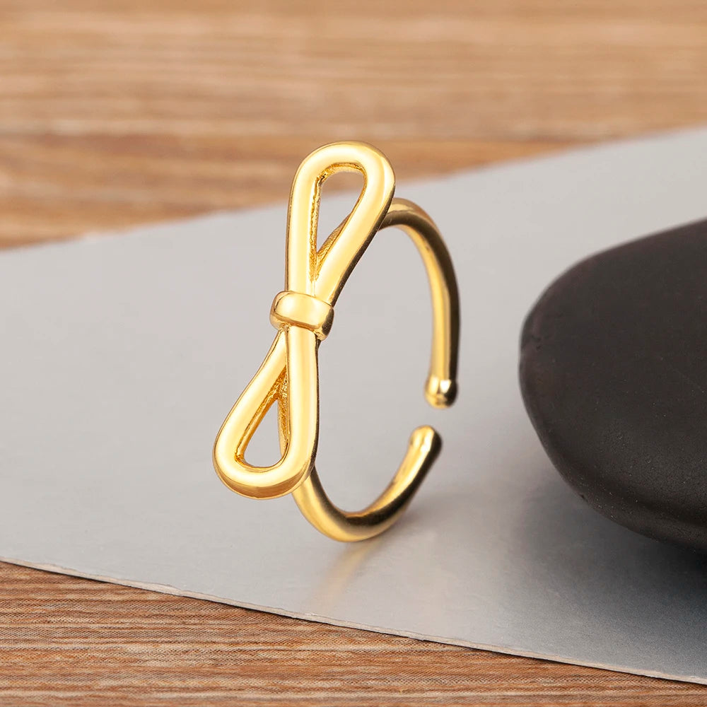 "Retro Bow Zircon Ring – Adjustable Women’s Jewelry Gift