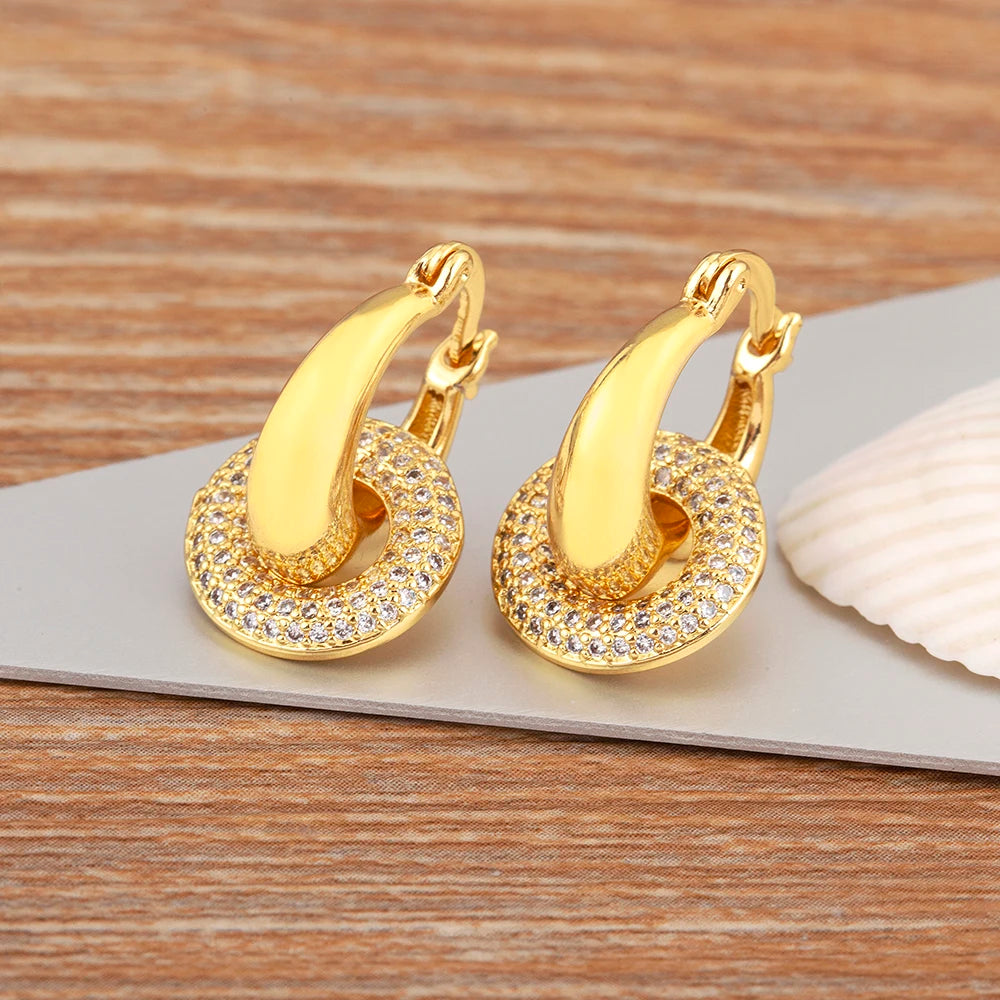 "Trendy Donut Crystal Zircon Drop Earrings – Women’s Jewelry