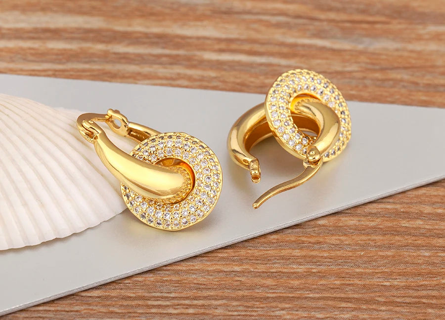 "Trendy Donut Crystal Zircon Drop Earrings – Women’s Jewelry