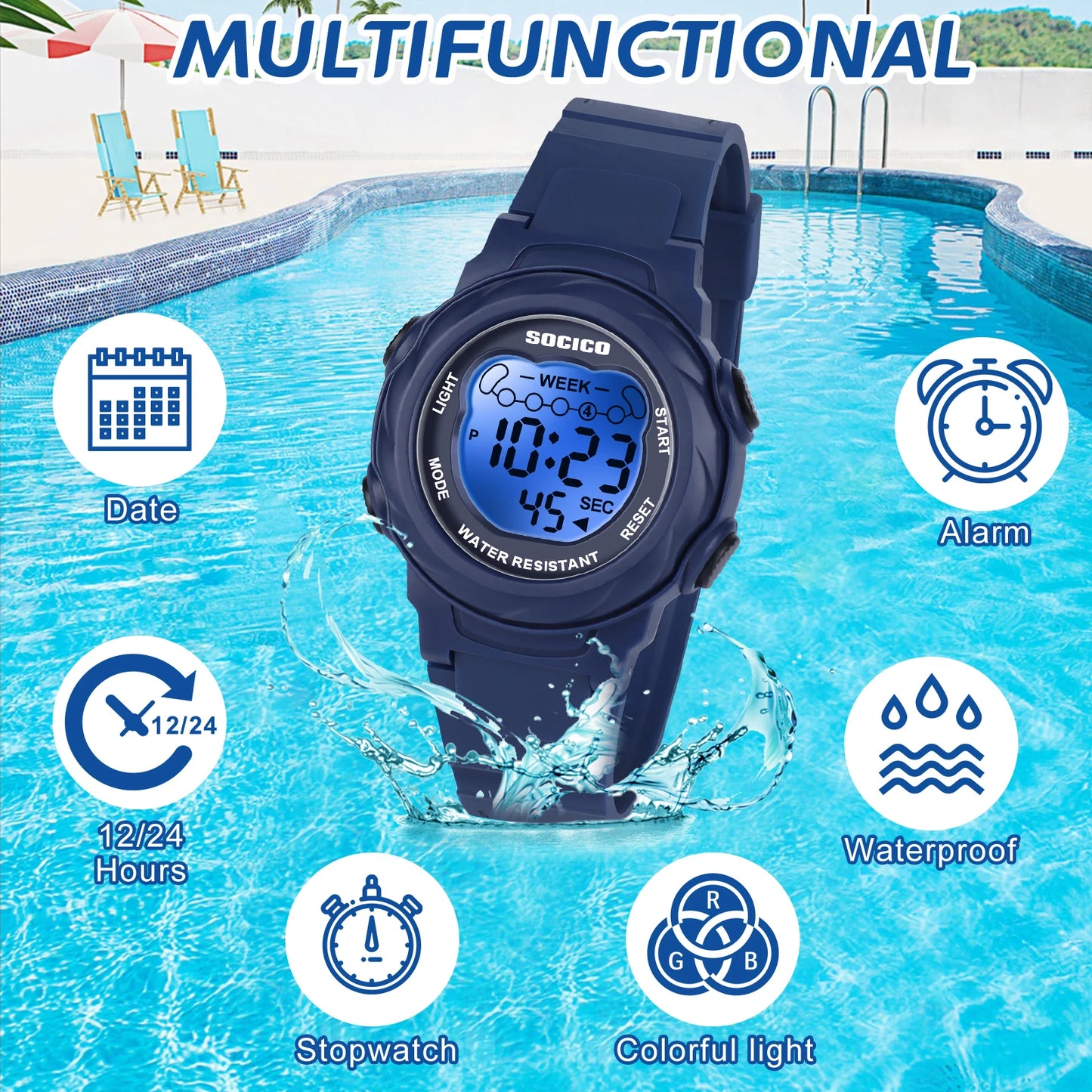 SOCICO Kids Waterproof Analog Watch