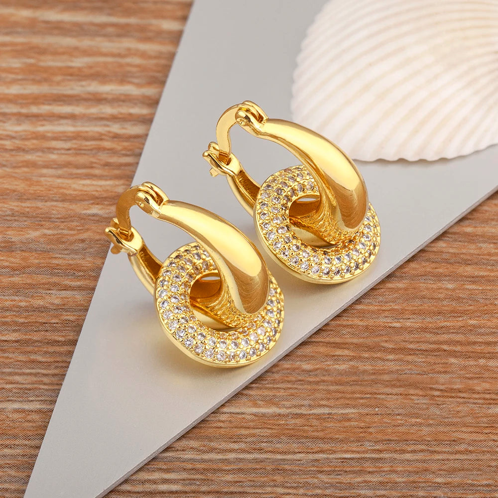 "Trendy Donut Crystal Zircon Drop Earrings – Women’s Jewelry