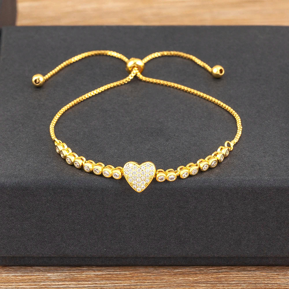 "Cubic Zirconia Love Bracelet – Adjustable Women’s Jewelry Gift"