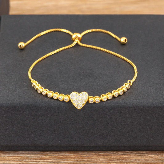 "Cubic Zirconia Love Bracelet – Adjustable Women’s Jewelry Gift"